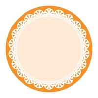 sencillo elegante naranja circular marco decorado con redondo guisado al gratén cordón diseño vector