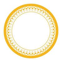 Simple Detailed Light Yellow Symmetrical Round Ornamental Lace Circle Blank Frame Border Element vector