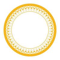 Simple Detailed Light Yellow Symmetrical Round Ornamental Lace Circle Blank Frame Border Element vector