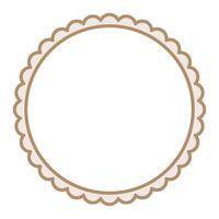 Simple Light Brown Circular Blank Background With Scallop Frame Border Ornament vector
