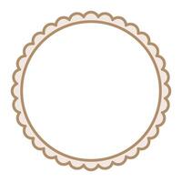 Simple Light Brown Circular Blank Background With Scallop Frame Border Ornament vector