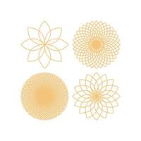 Set Of Simple Elegant Basic Geometric Gold Petal Rosette Graphic Shape Elements Design vector