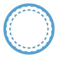 Simple Geometric Blue Circle Frame Border Design Decorated With Bold Scalloped Lace Edge vector