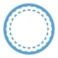 Simple Geometric Blue Circle Frame Border Design Decorated With Bold Scalloped Lace Edge vector