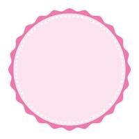 Classic Stitched Edge Round Light Pink Emblem Blank Sticker Label Plain Background vector