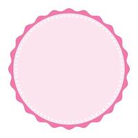 Classic Stitched Edge Round Light Pink Emblem Blank Sticker Label Plain Background vector