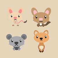 linda ilustración de gerbo ratones, quoles, ratón y vicuñas vector