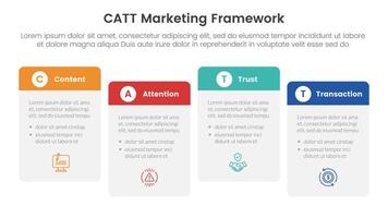 catt márketing marco de referencia infografía 4 4 punto etapa modelo con redondo caja mesa Derecha dirección UPS y abajo para diapositiva presentación vector