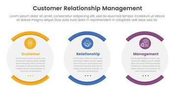 CRM customer relationship management infographic 3 point stage template with shape egg round box for slide presentation vector