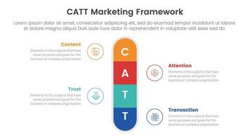 catt márketing marco de referencia infografía 4 4 punto etapa modelo con redondo caja vertical centrar simétrico para diapositiva presentación vector