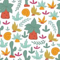 jurassic period plants seamless pattern for textile prints, nursery decor, wallpaper, wrapping paper, scrapbooking, stationary, etc. EPS 10 vector