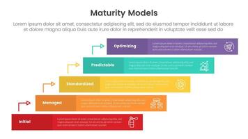 madurez modelo infografía con 5 5 punto etapa modelo con largo rectángulo caja en escalera paso caso para diapositiva presentación vector