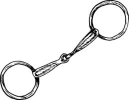 graphic illustration of snaffle or bit. Equipment for horse riding. Isolated. For cards, prints, decor vector