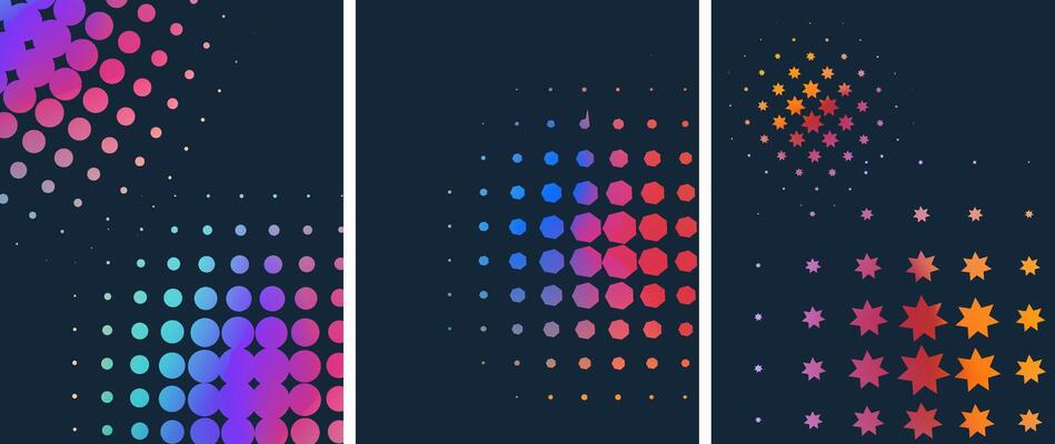Set of colorful halftone background
