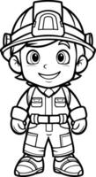 Fireman Cartoon Mascot Character Illustration. Isolated On White Background vector