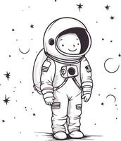 Astronaut in space. Hand drawn illustration isolated on white background. vector