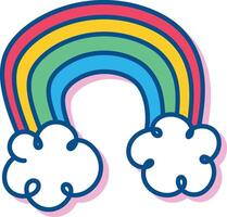 Cheerful Rainbow with Clouds Illustration vector