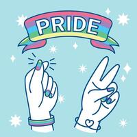 Colorful Pride Illustration with Peace Sign and Raised Fist vector