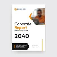 Elegant minimal black and orange annual corporate report template vector