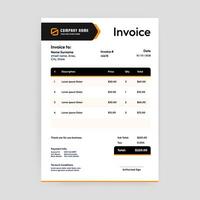 Elegant minimal black and orange invoice template vector