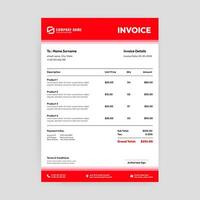 Red Gradient Invoice Template vector