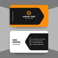elegante mínimo negro y naranja negocio tarjeta modelo vector