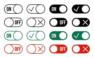set of on and off switch button icons. simple design isolated on white background. vector