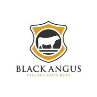 Angus cattle shield logo vector