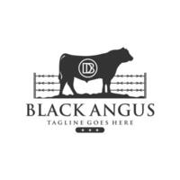 Angus cattle vintage logo vector
