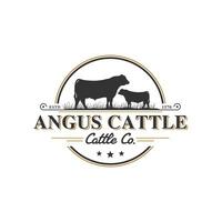 Angus cattle vintage logo vector