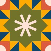 Geometric colorful tile pattern design vector