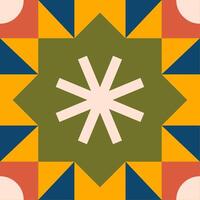 Geometric colorful tile pattern design vector