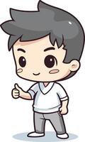 Thumbs up cute boy character illustration design. Cartoon boy with thumb up. vector