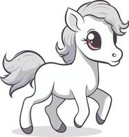 Cute white pony isolated on a white background. vector