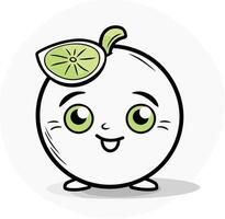 Cute kawaii lime fruit with eyes and mouth illustration. vector