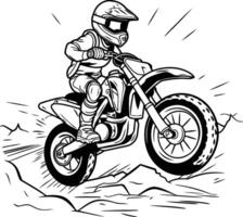 bosquejo de un motociclista en un motocicleta. vector