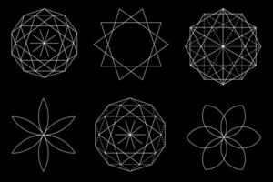 Sacred geometry design elements. Alchemy, religion, philosophy, spirituality, hipster symbols and elements isolated on black background vector