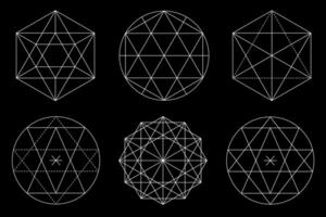 Sacred geometry design elements. Alchemy, religion, philosophy, spirituality, hipster symbols and elements isolated on black background vector