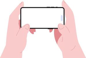 Simple flat Hand Holding Phone Playing game illustration vector