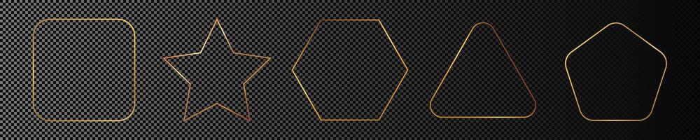 Gold glowing different geometric shape frame vector