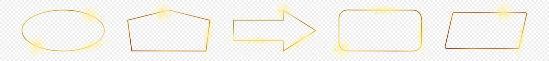 Gold glowing different geometric shape frame vector