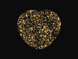 Gold glitter heart on dark background vector