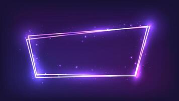 Neon double frame with shining effects vector