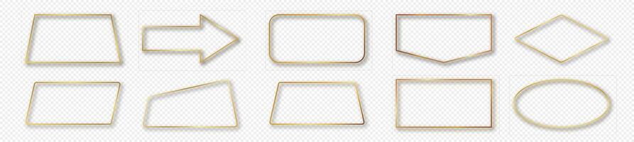 Gold glowing different geometric shape frame vector