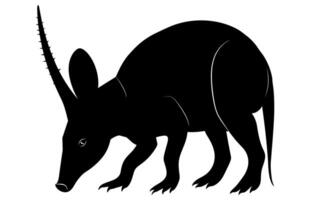 Aardvark silhouette , Wild Animal, Aardvark Silhouette Illustration Isolated on White Background. Rare Animals. vector