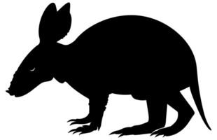 Aardvark silhouette , Wild Animal, Aardvark Silhouette Illustration Isolated on White Background. Rare Animals. vector