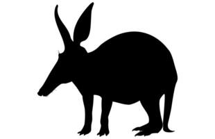 Aardvark silhouette , Wild Animal, Aardvark Silhouette Illustration Isolated on White Background. Rare Animals. vector