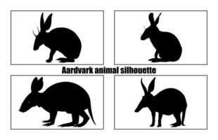 Aardvark silhouette set, Wild Animal, Aardvark Silhouette Illustration Isolated on White Background. Rare Animals. vector