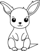 Cute cartoon kangaroo on white background. vector