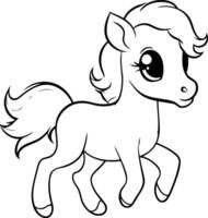 Cute white pony isolated on a white background. vector